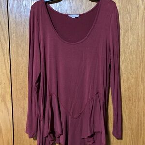 Women's Burgundy Long Sleeve Top